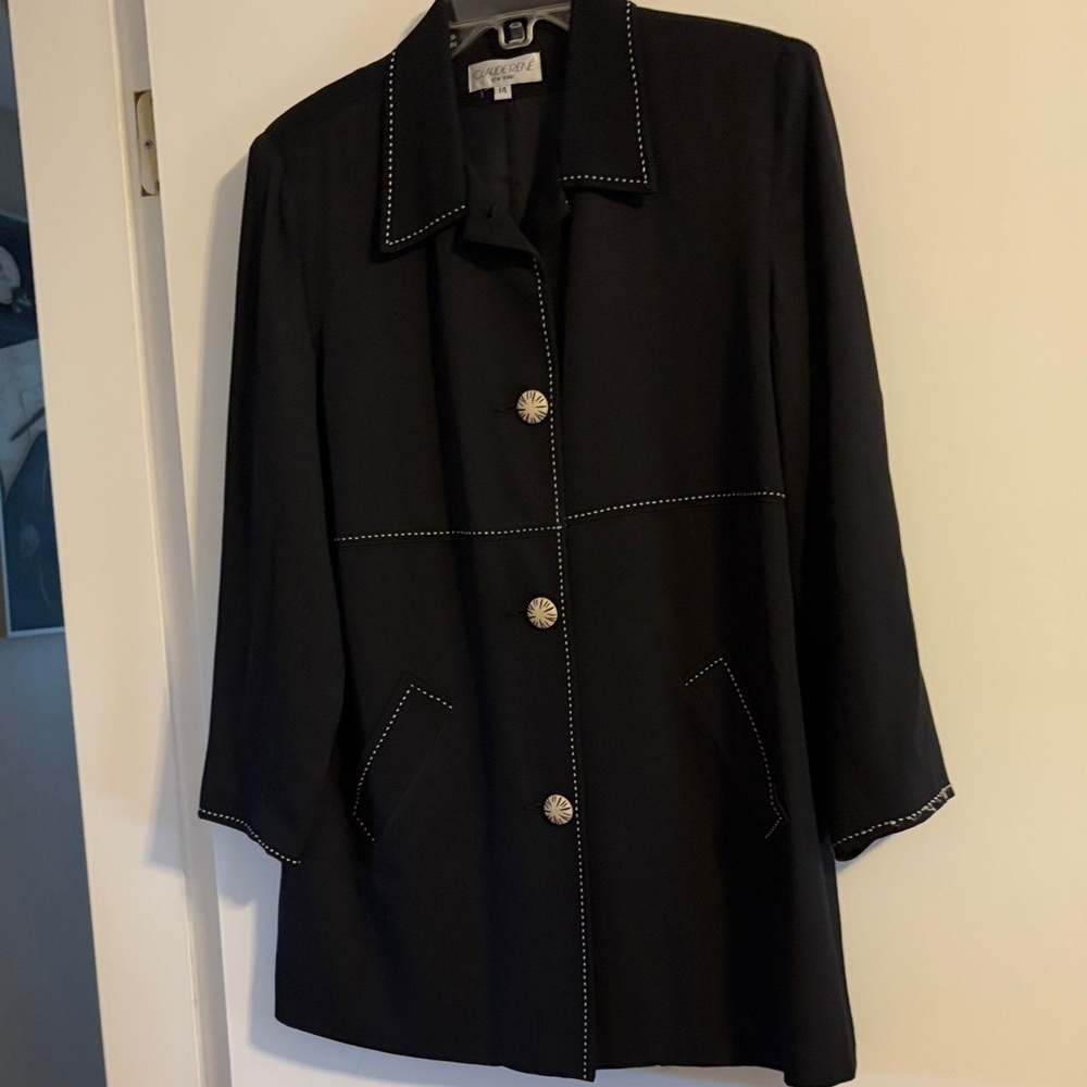 Black Blazer with Taupe Buttons 14 by Claude Rene like new